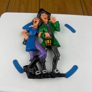 VTG 1975 Happiness Ceramic Couple Lantern Wall Decor